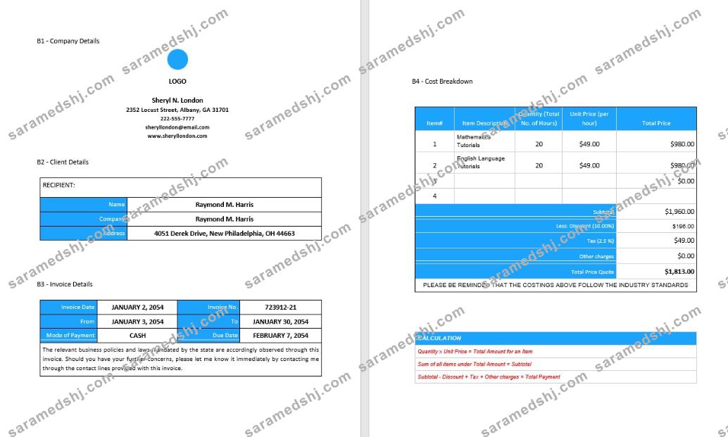 Free Blank Freelance Invoice